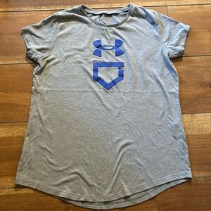 Grey/blue under armour t shirt